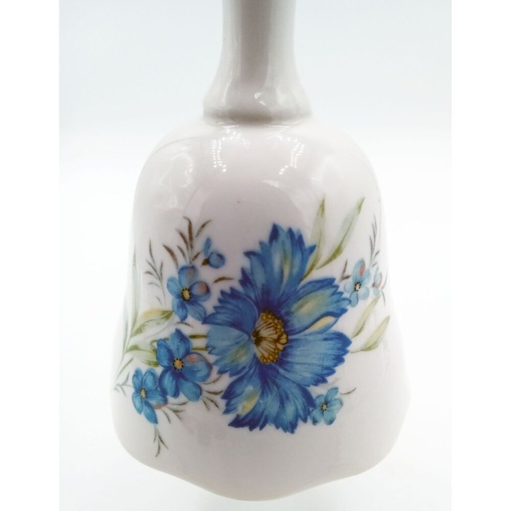 Porcelain Hand Bell Inarco E-4479 Blue Wildflowers Vintage 5 Inch 1970s - Picture 9 of 15